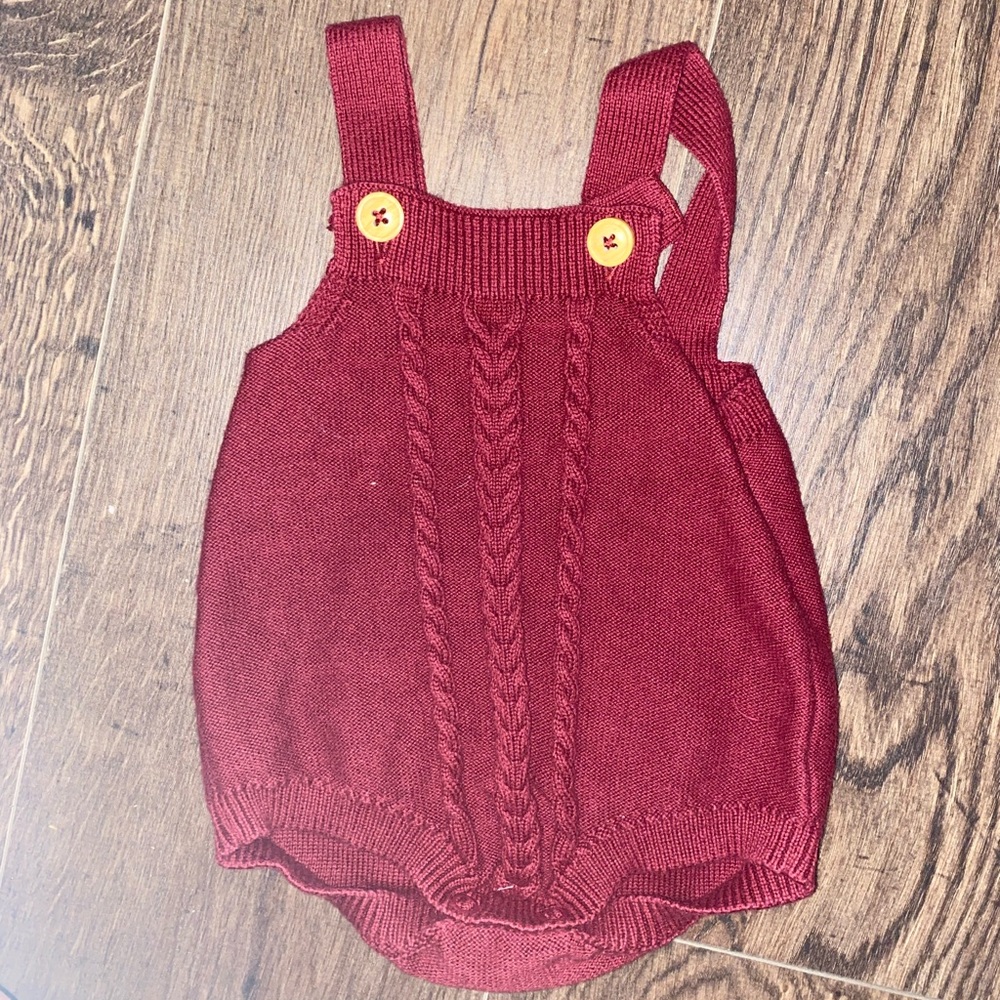 Red Knit Baby Romper